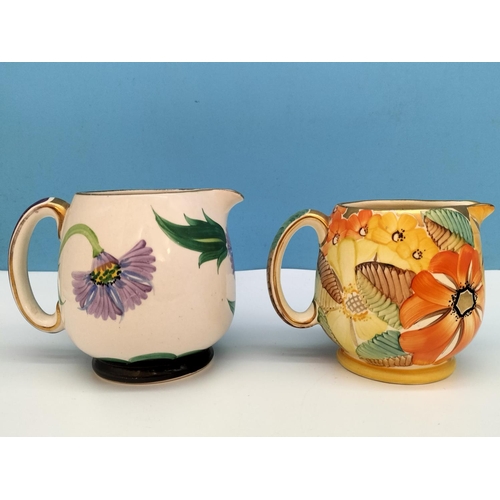 503 - Grays Pottery Hand Painted Jugs (2), Wild Flower Pattern and Another Floral Decorated Jug. Tallest 1... 