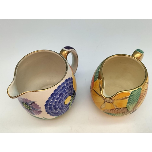 503 - Grays Pottery Hand Painted Jugs (2), Wild Flower Pattern and Another Floral Decorated Jug. Tallest 1... 