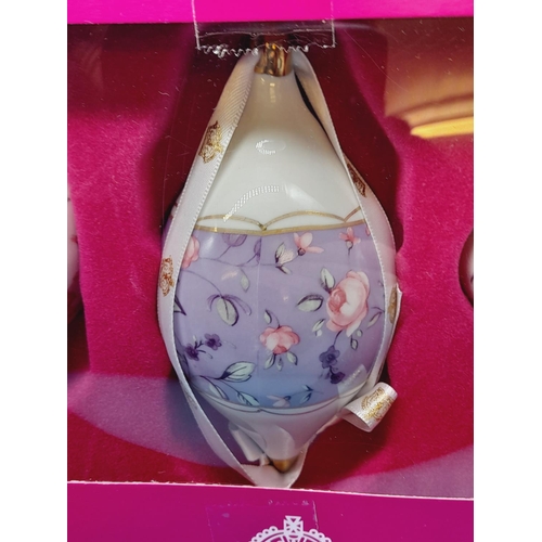 53 - Boxed Royal Albert Set of 3 'Rose Confetti' Baubles.