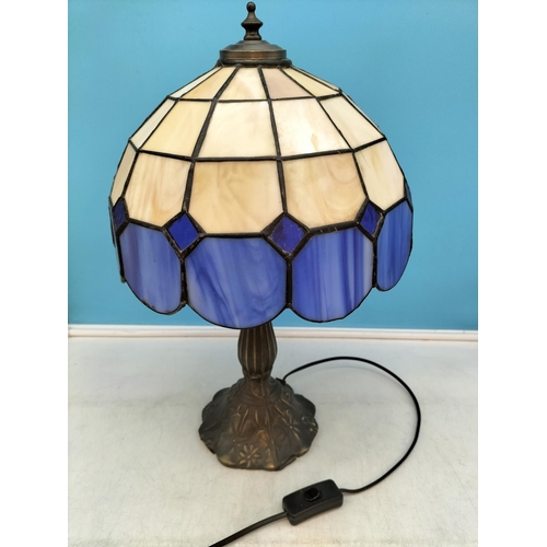 54 - Large Tiffany Style Lamp and Shade W/O 46cm Tall.