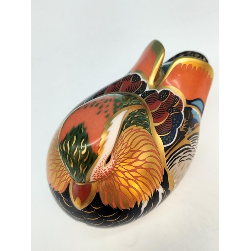 57 - Royal Crown Derby 'Mandarin Duck' 12cm Paperweight with Silver Stopper. Date Code for 1998 (LXI) and... 