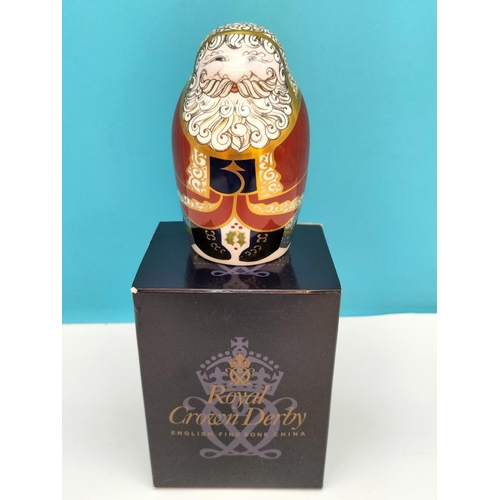 58 - Boxed Royal Crown Derby 'Santa Claus' Paperweight in the Form of a Russian Doll with Red Robe and Go... 