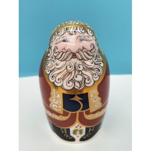 58 - Boxed Royal Crown Derby 'Santa Claus' Paperweight in the Form of a Russian Doll with Red Robe and Go... 