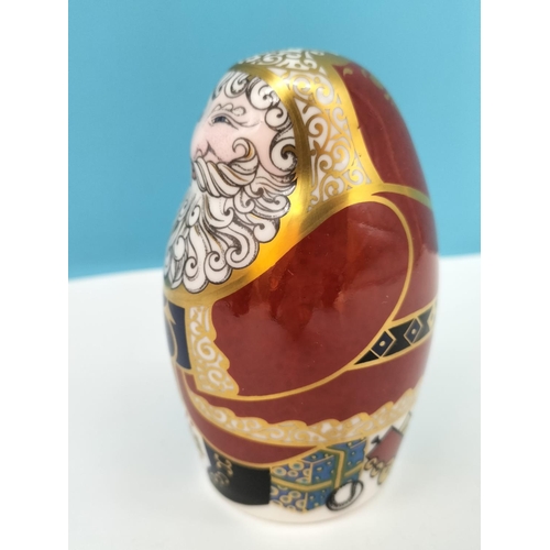 58 - Boxed Royal Crown Derby 'Santa Claus' Paperweight in the Form of a Russian Doll with Red Robe and Go... 