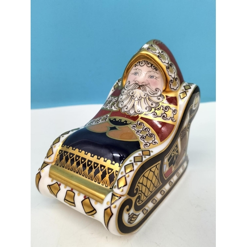 59 - Royal Crown Derby 'Santa and Sleigh' Paperweight with Gold Stopper and Red Royal Crown Derby Stamp o... 