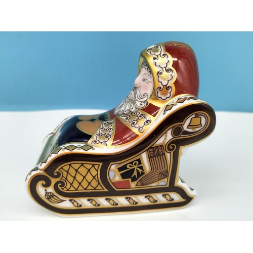 59 - Royal Crown Derby 'Santa and Sleigh' Paperweight with Gold Stopper and Red Royal Crown Derby Stamp o... 