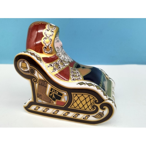 59 - Royal Crown Derby 'Santa and Sleigh' Paperweight with Gold Stopper and Red Royal Crown Derby Stamp o... 