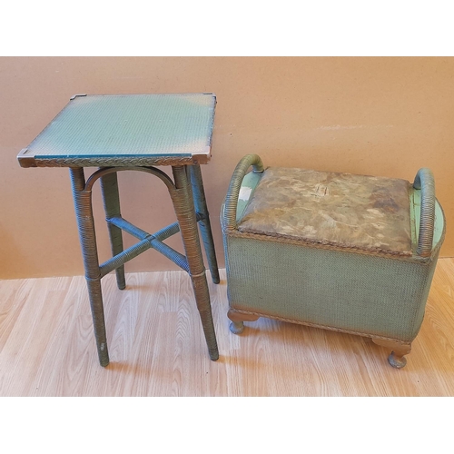 628 - Lloyd Loom Style Table and Ottoman (Requires Recovering). Table 68cm High, 37cm x 37cm. Collection O... 