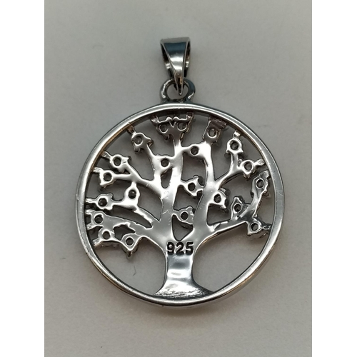 638 - 925 Sterling Silver Pendants (3) to include Tree of Life, Cobweb and Locket with Diamond Chip.