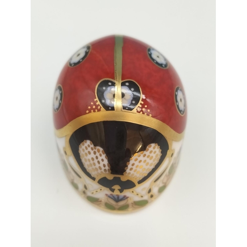 70 - Royal Crown Derby 'Red Ladybird with Seven Spots' Paperweight with Gold Stopper and Red Royal Crown ... 