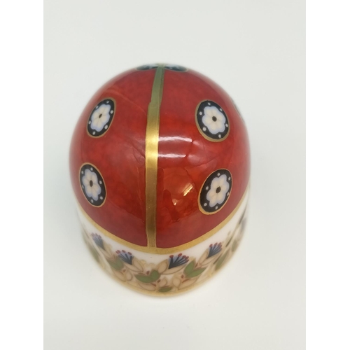 70 - Royal Crown Derby 'Red Ladybird with Seven Spots' Paperweight with Gold Stopper and Red Royal Crown ... 