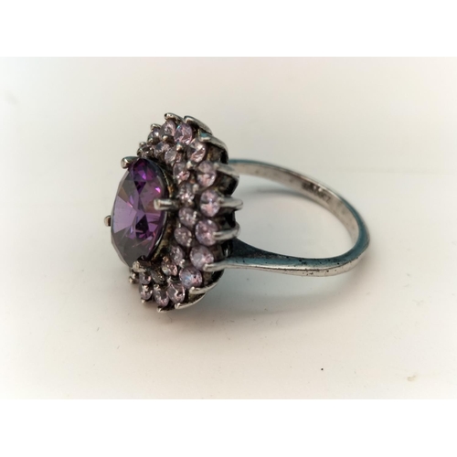 71 - 925 Silver and Cubic Zirconia Ring. Size M.