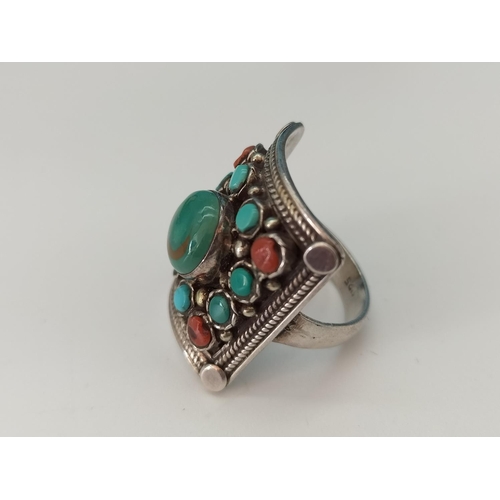 86 - 925 Silver and Turquoise Ring. Size Q.