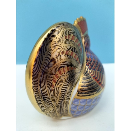 96 - Boxed Crown Derby 'Cockerel' 9.5cm High Paperweight with Gold Stopper. Date Code for 1999 (LXII) and... 