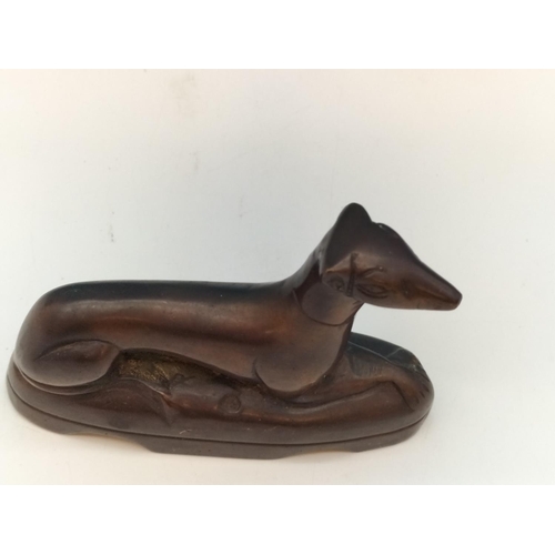 157 - Bronze Figure of a Dog. 9cm High x 12cm.