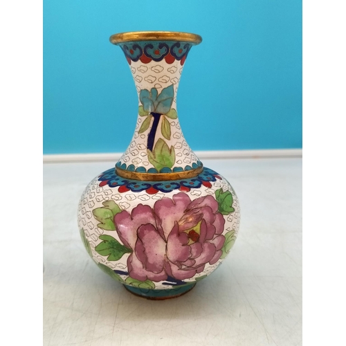 158 - Vintage Chinese Cloisionne Vase plus a Church Communion Wine Goblet. Tallest 17cm.