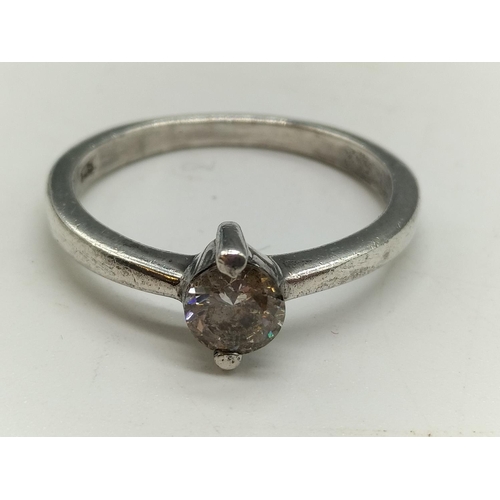 219 - 925 Silver and Clear Stone Ring. Size N.