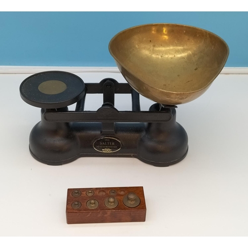 234 - Set of Salter Scales with Weights (2 Missing). 18cm High, 26cm x 11cm.