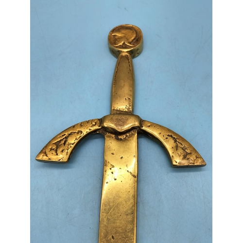 292 - Replica Brass Roman Dagger. 37cm Long.