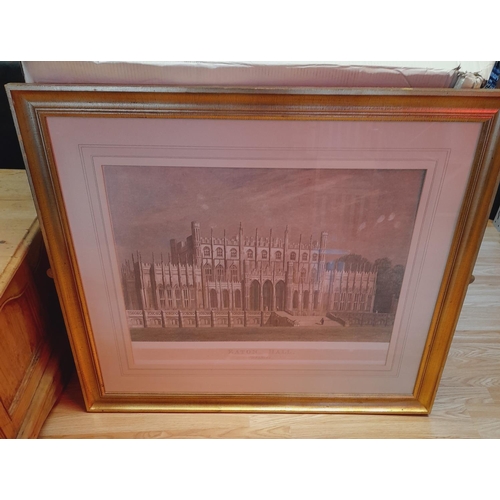 298 - Large Framed and Glazed Colour Lithograph of Eaton Hall, Cheshire. 100cm x 85cm. Collection Only.