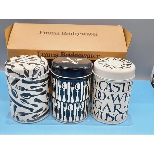 31 - New Boxed Emma Bridgewater Black Toast Set of 3 Metal Canisters.