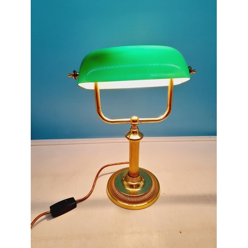 33 - Brass Bankers Lamp W/O. 37cm High x 28cm.