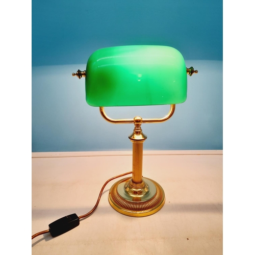 33 - Brass Bankers Lamp W/O. 37cm High x 28cm.