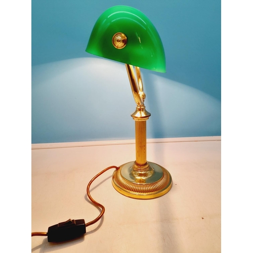 33 - Brass Bankers Lamp W/O. 37cm High x 28cm.