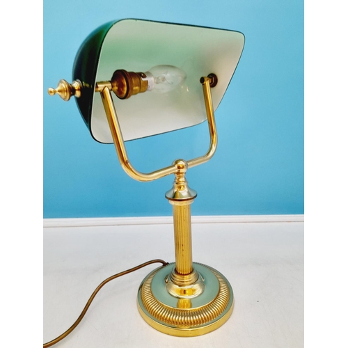 33 - Brass Bankers Lamp W/O. 37cm High x 28cm.