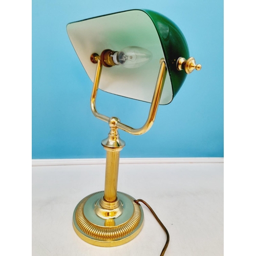 33 - Brass Bankers Lamp W/O. 37cm High x 28cm.