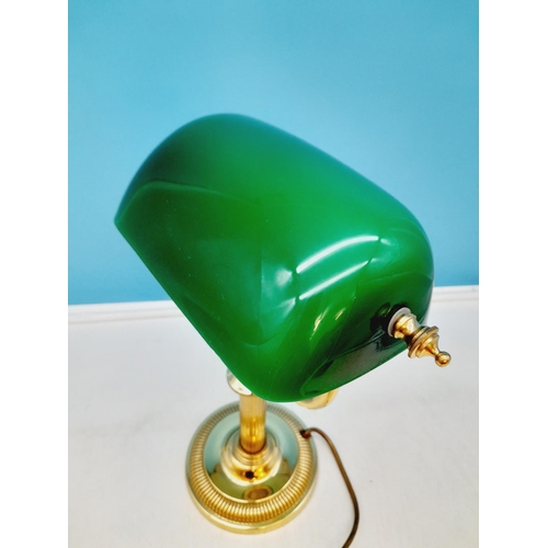 33 - Brass Bankers Lamp W/O. 37cm High x 28cm.