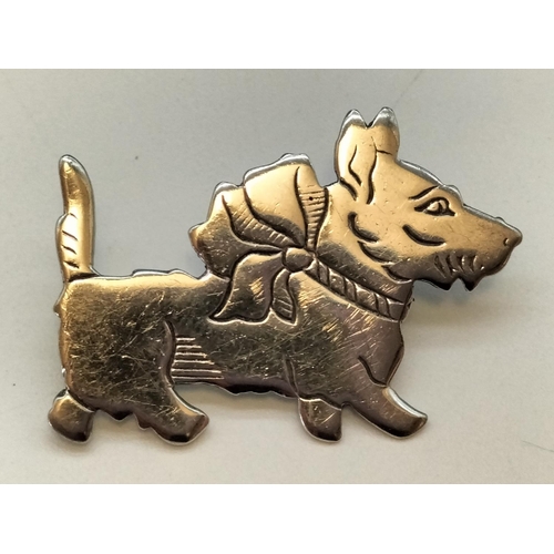 337 - Vintage Sterling Silver Scottie Dog Brooch.