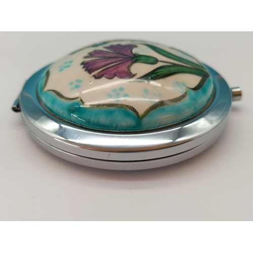 339 - Hand Painted Iznik Ceramic Double Mirror Compact.