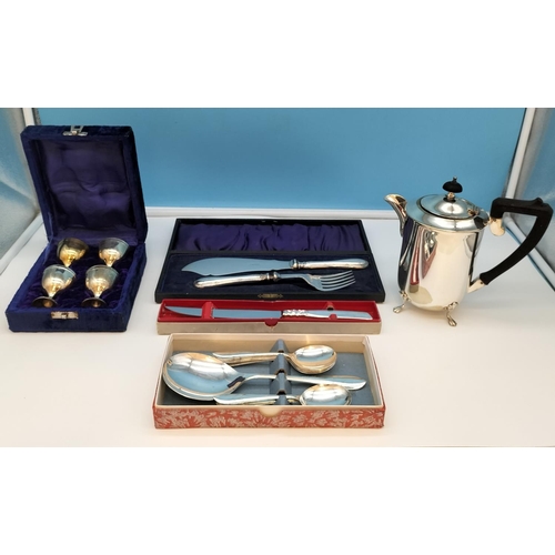 355 - Collection of Boxed Plated Ware Items to include Dessert Spoons, Egg Cups, etc.