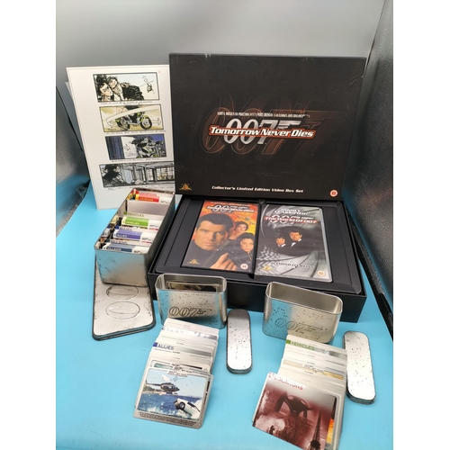 405 - James Bond Limited Edition Video Box Set plus 3 Tins of 007 Trading Cards.