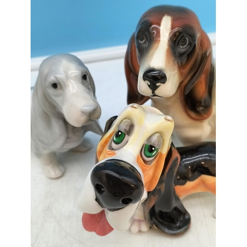 418 - Dog Figures (3) plus Gromit Mug. Largest Dog 13cm High x 18cm.