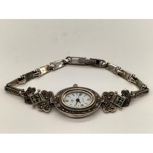 488 - 925 Silver Diamante Set Cocktail Watch.