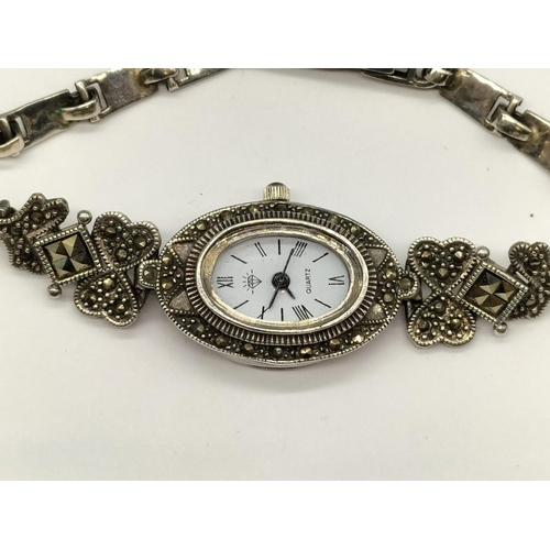 488 - 925 Silver Diamante Set Cocktail Watch.