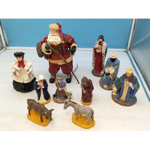 499 - Collection of Christmas and Nativity Figures. Tallest 28cm. Animals A/F.