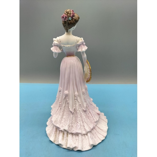 55 - Coalport La Belle Epoque 24cm Lady Figure 'Lady Rose at the Royal Ascot Ball'. Seconds Quality.