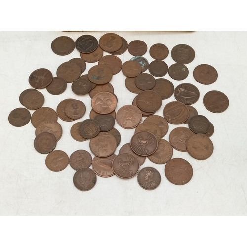 643 - Tin of Old Pennies and Half Pennies, English and Irish.