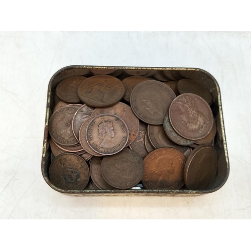 643 - Tin of Old Pennies and Half Pennies, English and Irish.