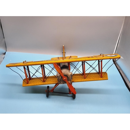 79 - Tin Plate Model of a Curtis JN-7H Jenny Barnstormer Plane. 17cm High, 39cm x 44cm.