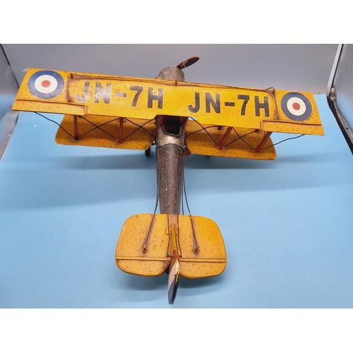 79 - Tin Plate Model of a Curtis JN-7H Jenny Barnstormer Plane. 17cm High, 39cm x 44cm.