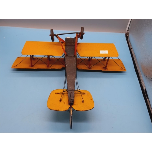 79 - Tin Plate Model of a Curtis JN-7H Jenny Barnstormer Plane. 17cm High, 39cm x 44cm.