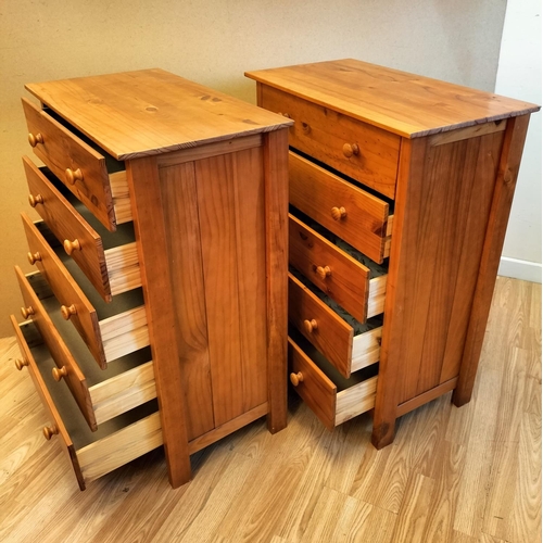 100A - Pair of Pine Effect 5 Drawer Bedroom Units. 93cm High, 72cm x 40cm. Collection Only.