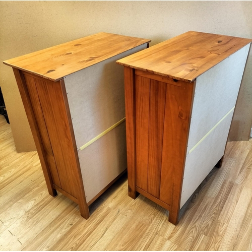 100A - Pair of Pine Effect 5 Drawer Bedroom Units. 93cm High, 72cm x 40cm. Collection Only.