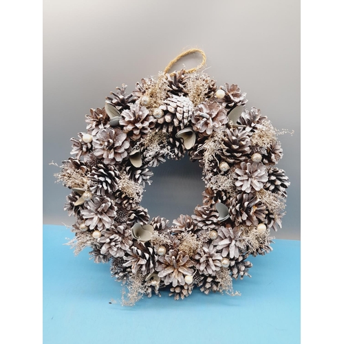 162 - Handmade Christmas Door Wreath plus Robin Planter.  Wreath 30cm Diameter.