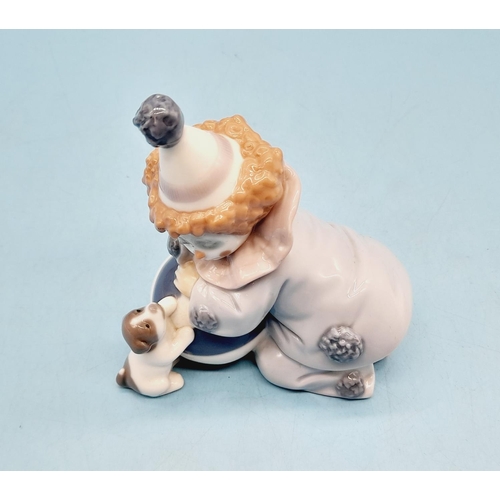 425 - LLadro Figure of Pierrot Clown, Puppy and Ball (Model 5278) Designed by Jose Puche. 12cm High x 11cm... 