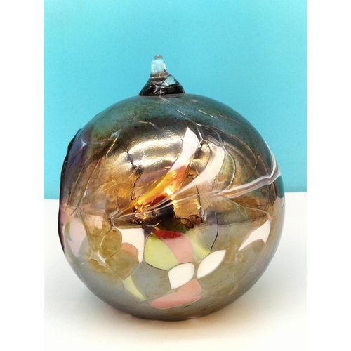 427 - Large Handblown Art Glass Christmas Tree Ornaments (2) Each Approx 14cm High.